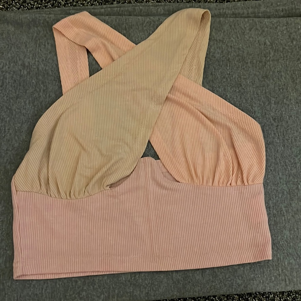 Criss cross color block tank